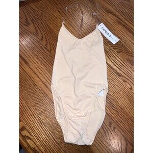 Capezio Camisole Leotard Girls Intermediate Clear Transition Straps Nude New